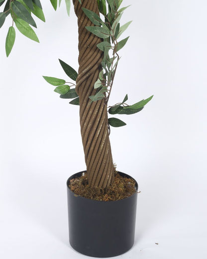 Artificial Ficus Tree Plastic Plants With Black Pot | 6 feet