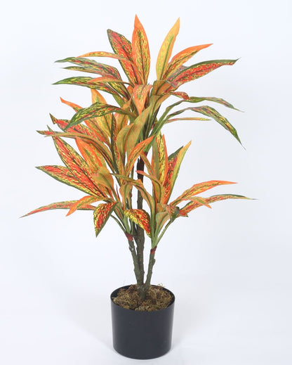 Artificial Dracaena Plastic Plants With Black Pot | 2.4 Feet