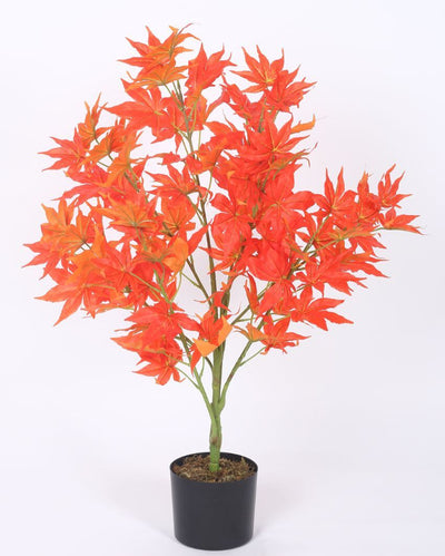 Artificial Maple Tree Plastic Plants With Black Pot | 2.6 Feet