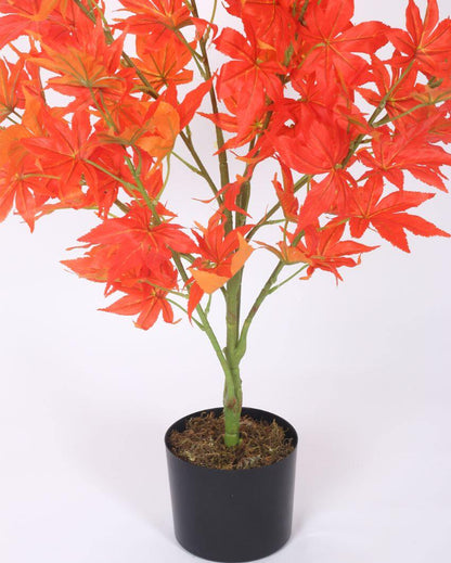 Artificial Maple Tree Plastic Plants With Black Pot | 2.6 Feet