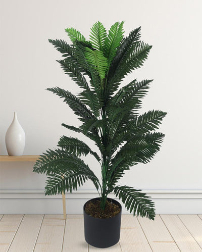 Boston Fern Artificial Plant with Black Pot | 3 ft