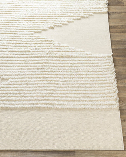 Cream Apache Woolen Handwoven Plush Pile Carpet | Cream | 5 x 3 ft