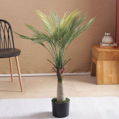 Artificial Bottle Areca Palm Plant For Home Decoring With Black Pot | 43 Inches