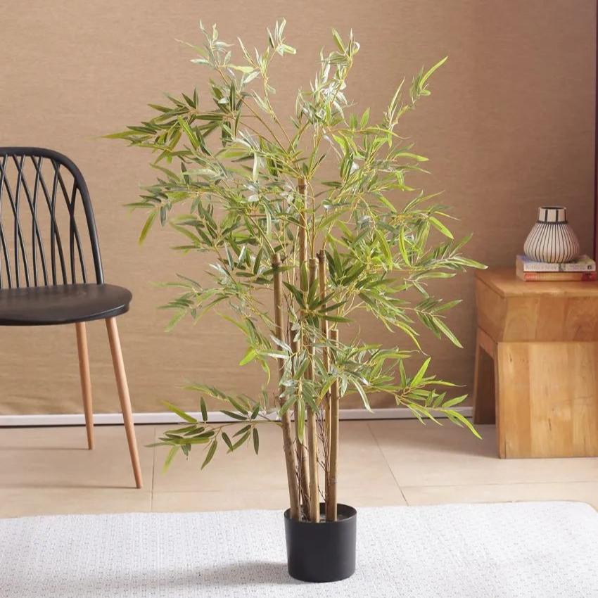 Artificial Green Bamboo Plant With Black Pot | 47 Inches 47 Inches