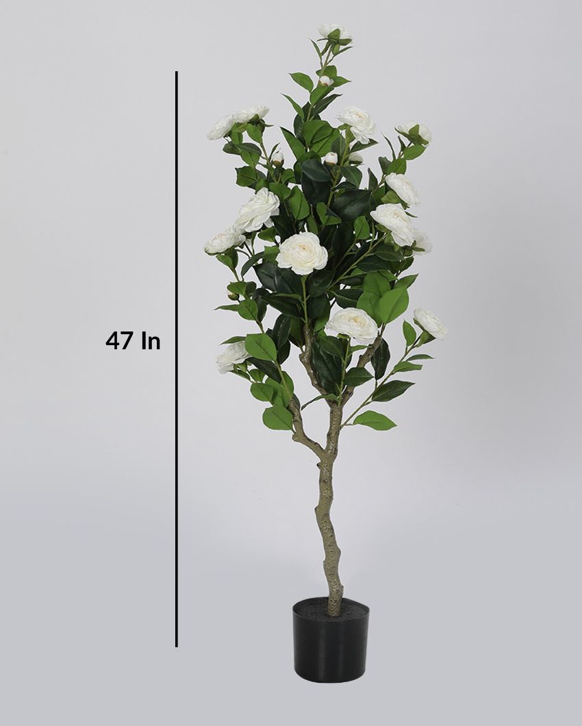 Artificial Camellia Flower Plants in Black Pot
