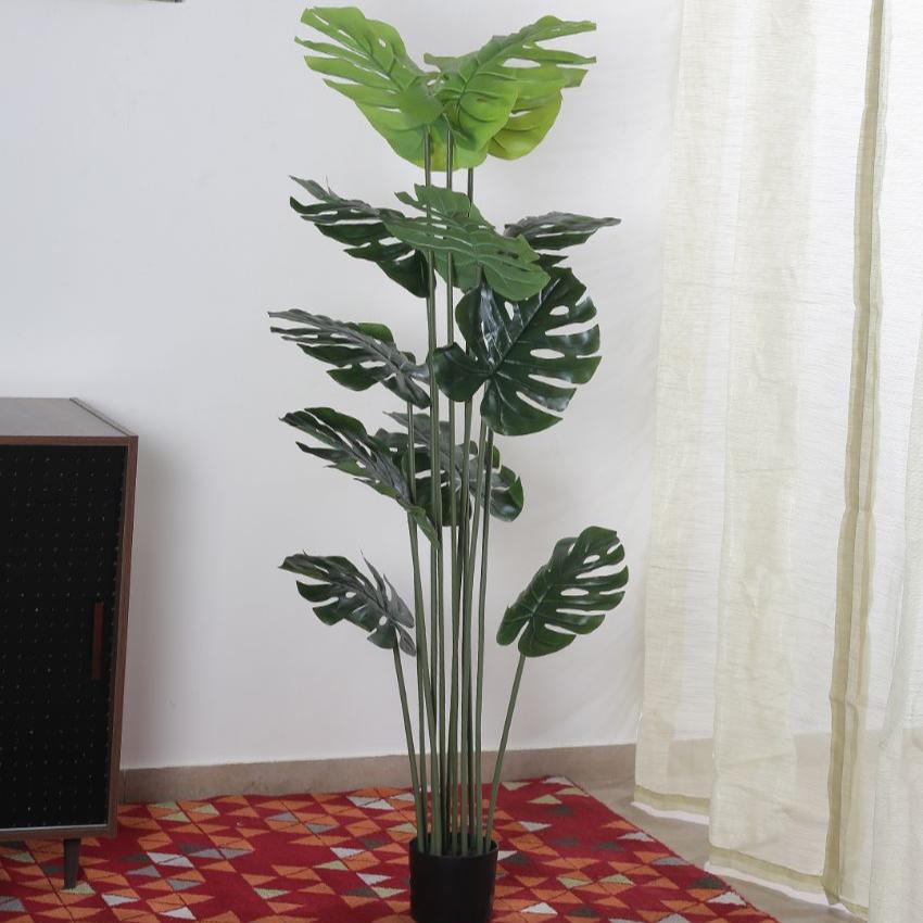 Artificial Real Touch Monstera Plant For Home Décor With Black Pot | 47 Inches