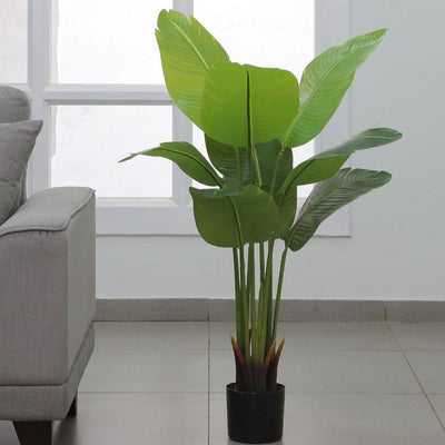 Artificial Tree Bird of Paradise With 9 Trunks Faux Fake Banana Tree Plant with Pot