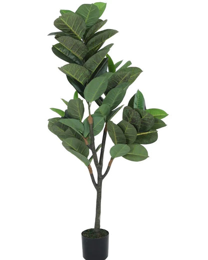 Artificial Real Touch Rubber Plant With Black Pot | 59 Inches