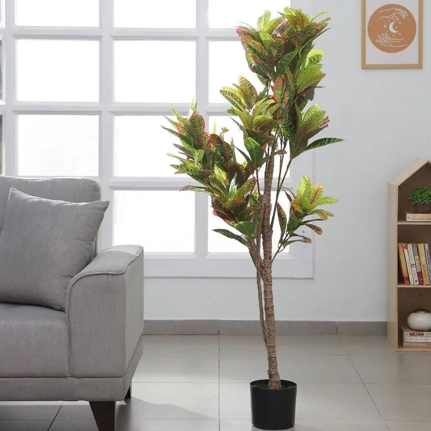 Artificial Croton Rubber Palm Plants with Pot