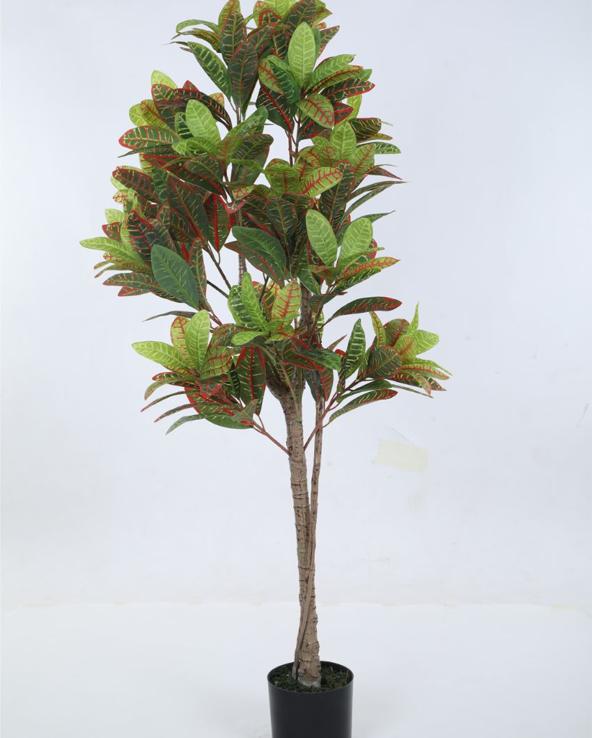 Artificial Croton Plant Natural Looking With Black Pot | 59 Inches