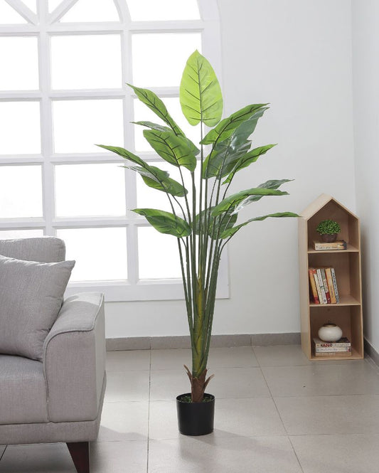 Artificial Rubber Palm Plants with Pot Greenery Plants