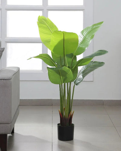 Artificial Bird of Paradise with 11 Trunks Faux Plant Fake Banana Tree Plant with Pot