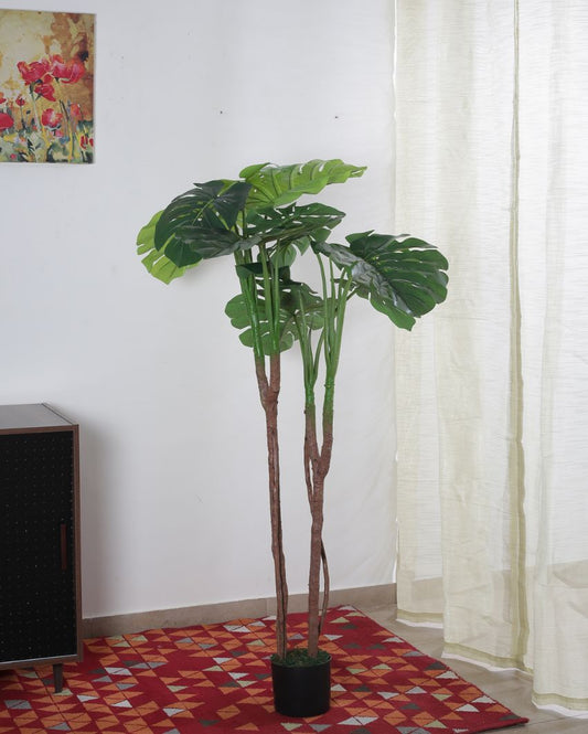 Artificial Real Touch Monstera Plant With Black Pot | 63 Inches