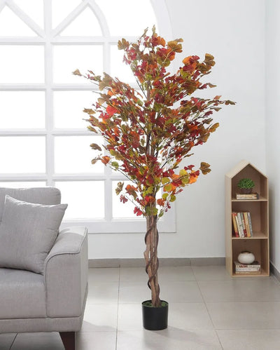Artificial Tree Natural Wood Trunk Silk Fake Ficus Tree