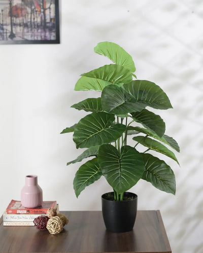 Pvc Rubber Silk  Artificial Plant With Black Pot | 26 Inches