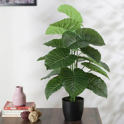 Pvc Rubber Silk  Artificial Plant With Black Pot | 26 Inches