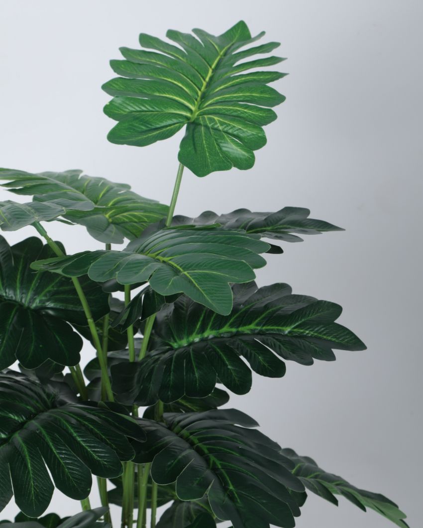 Pvc Philodendron Silk Artificial Plant With Black Pot | 26 Inches