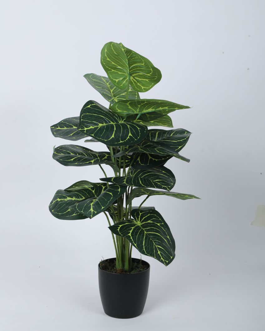 Artificial Pvc Anthurium Silk Plant With Black Pot | 26 Inches