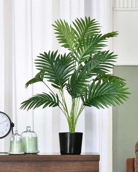 Artificial Areca Palm Plant For Home Decoring With Black Pot | 33 Inches