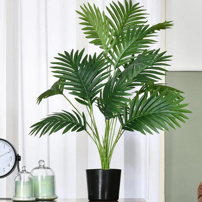 Artificial Areca Palm Plant For Home Decoring With Black Pot | 33 Inches