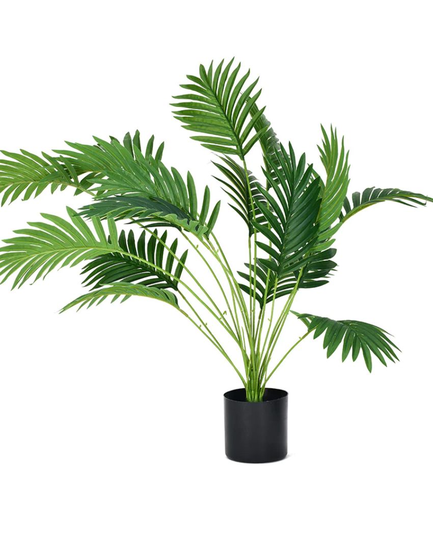 Artificial Areca Palm Plant For Home Decoring With Black Pot | 33 Inches