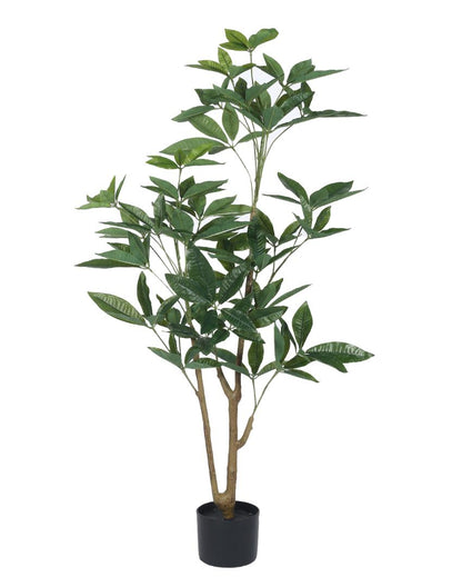 Pachira Real Touch Artificial Plant with Black Pot | 4 ft