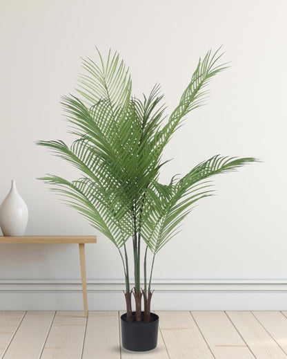 Areca Palm Big Leaves Real Touch Artificial Plant with Black Pot | 4 ft