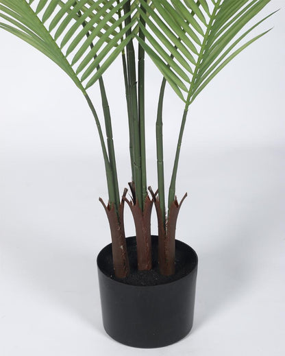 Areca Palm Big Leaves Real Touch Artificial Plant with Black Pot | 4 ft