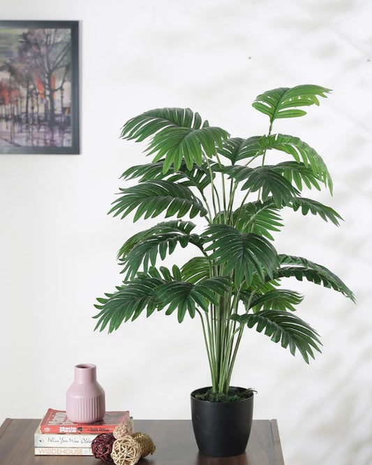 Artificial Areca Palm Plant 26 Leaves For Home Decoring With Black Pot | 33 Inches