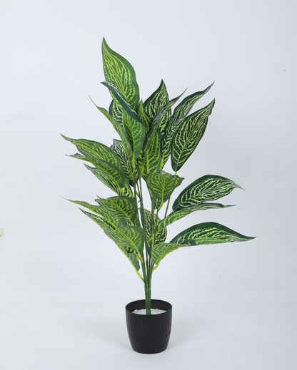 Croton Artificial Plant For Home Décor With Black Pot | 28 Inches