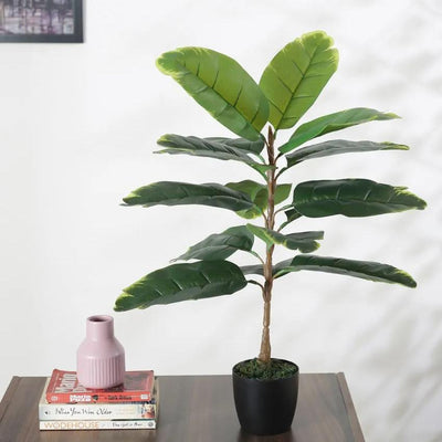 Artificial Banana Yellow Plant With Black Pot For Interior Decor | 30 Inches