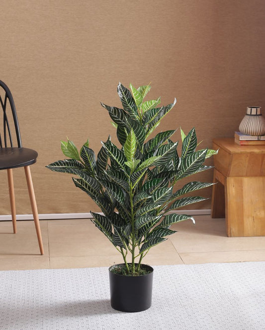 Artificial Real Touch Rubber Plant With Black Pot | 33 Inches
