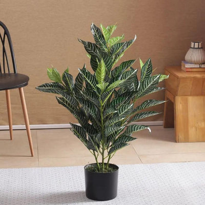 Artificial Real Touch Rubber Plant With Black Pot | 33 Inches