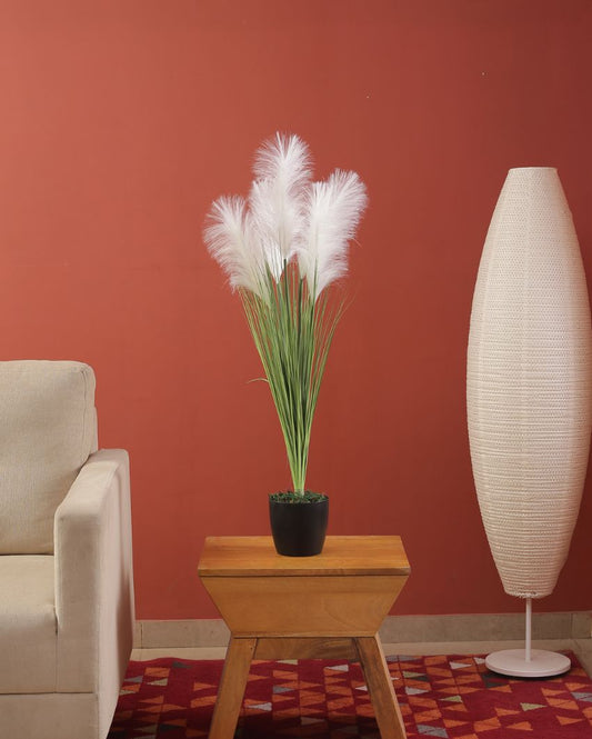 Artificial White Plant With Black Pot For Interior Decor | 35 Inches