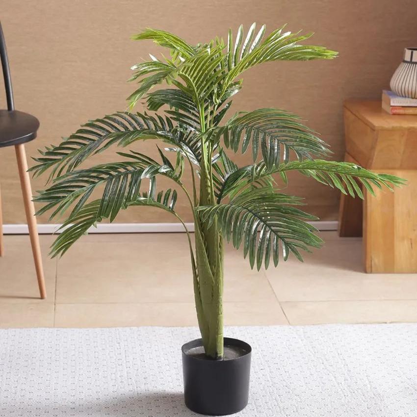 Artificial Areca Palm Plant For Home Décor With Black Pot | 35 Inches