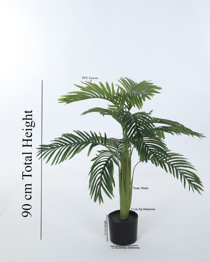 Artificial Areca Palm Plant For Home Décor With Black Pot | 35 Inches