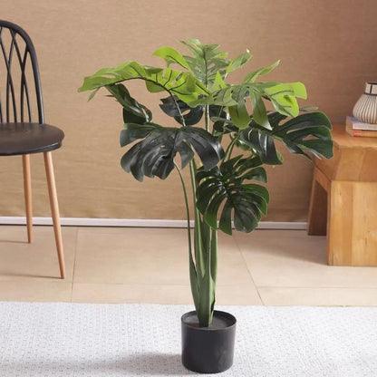 Artificial Real Touch Monstera Plant For Home Décor With Black Pot | 35 Inches