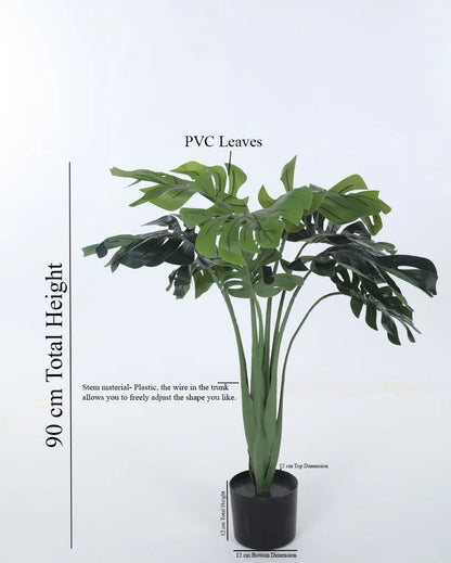 Artificial Real Touch Monstera Plant For Home Décor With Black Pot | 35 Inches