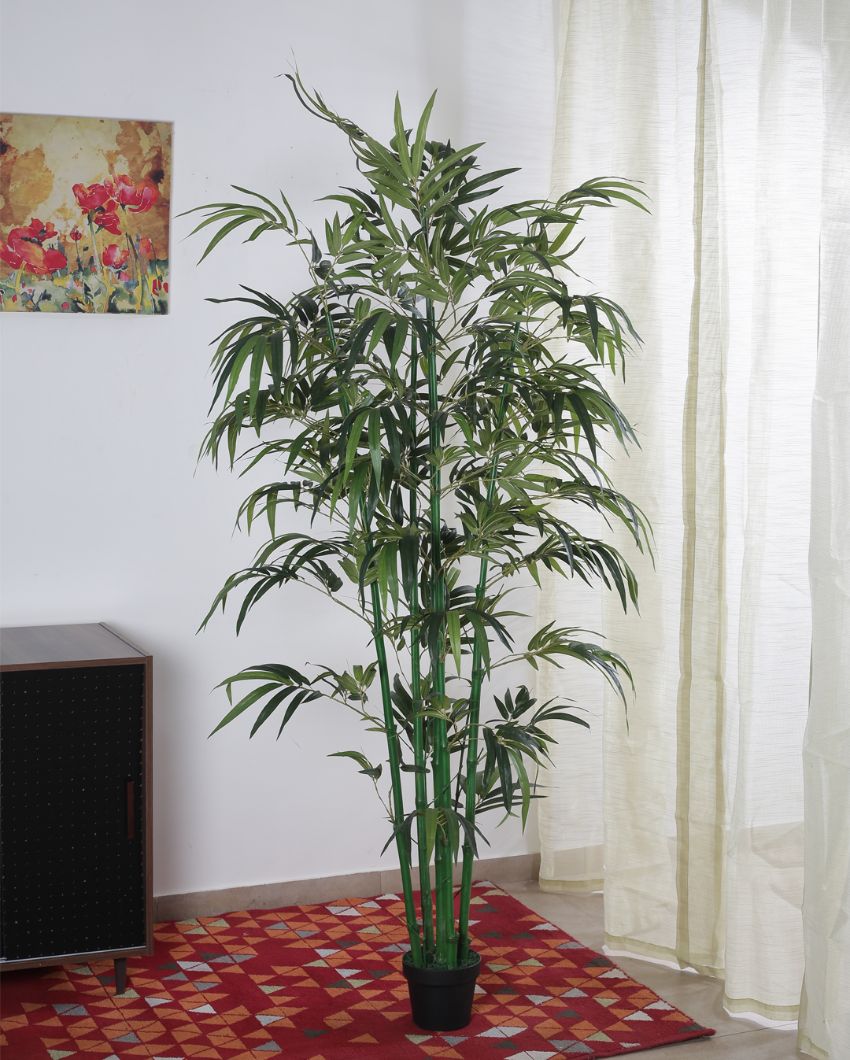 Green Bamboo Artificial Plant With Black Pot | 94 Inches 94 Inches