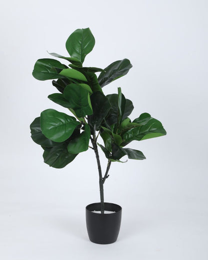 Artificial Fiddle Leaf Fig Plant With Black Pot | 30 Inches