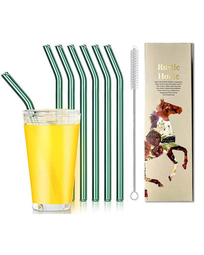 Reusable Glass 6 Straws With Brush