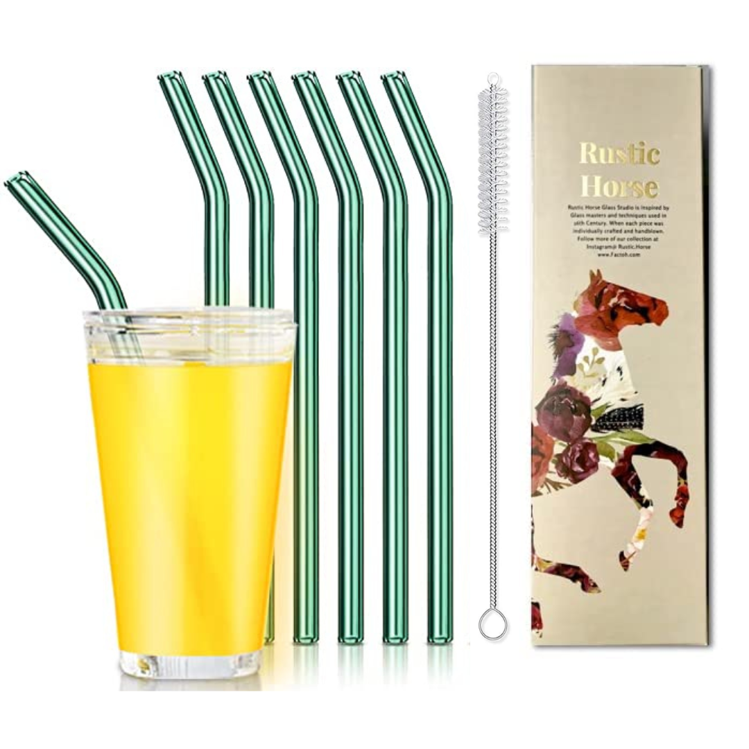 Reusable Glass 6 Straws With Brush