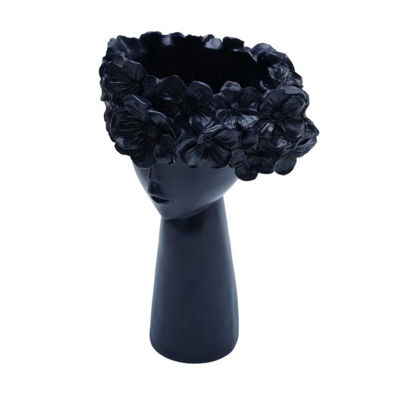 Dame Blanche Ceramic Vase Dark Blue
