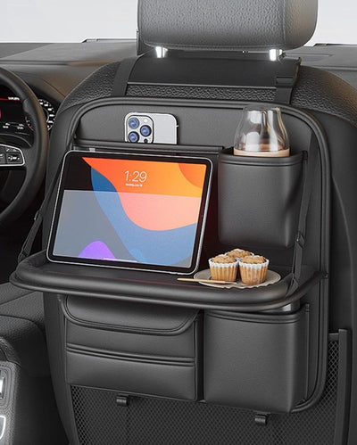Space-Saving Car Back Seat Organizer With Tray | 8 x 14 x 16 inches