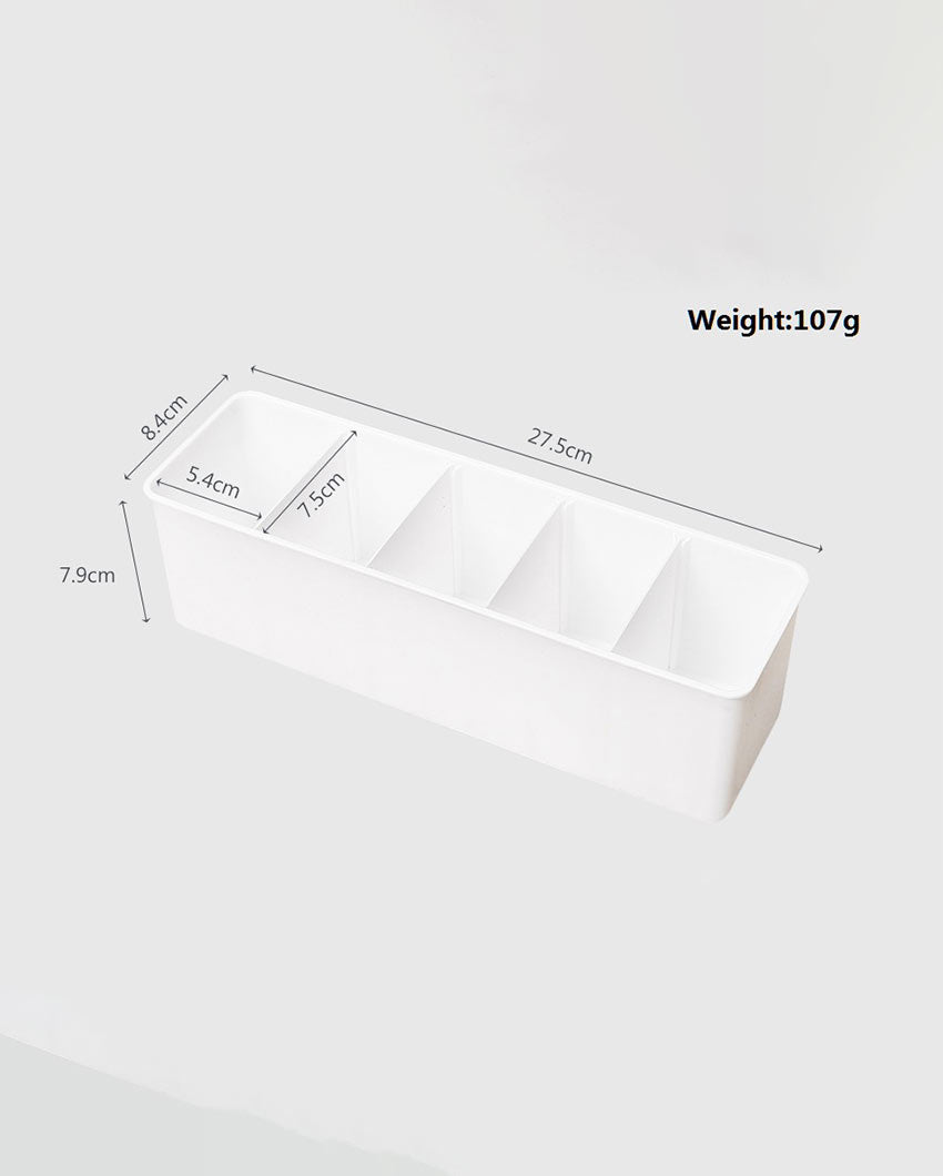 Small Plastic Multi-Purpose Storage Tray with Dividers | Set of 3 | 11 x 3 x 3 inches