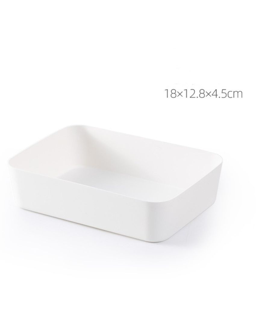 White Small Plastic Storage Trays | Set Of 3 - Dusaan