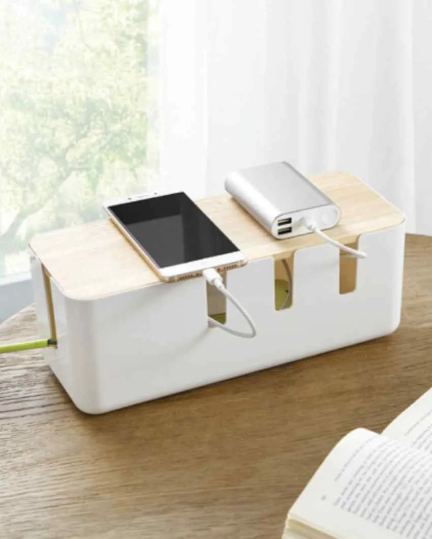 Modern Design White Plastic Desktop Cord Organizer