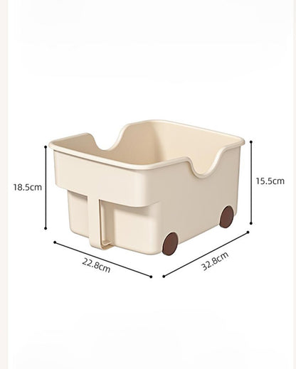 Plastic Utility Basket With Wheels | Set Of 2 | 9 x 13 x 7 inches