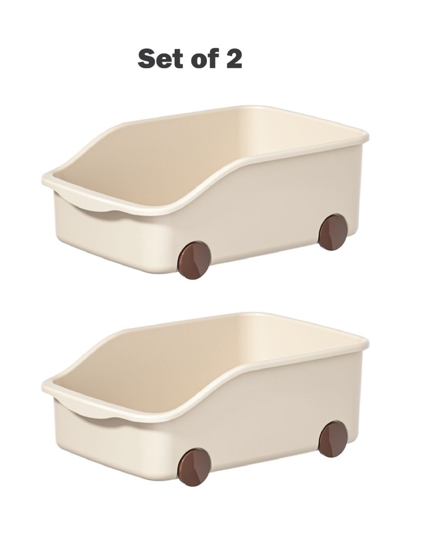 Plastic Utility Basket With Wheels | Set Of 2 | 9 x 13 x 5 inches