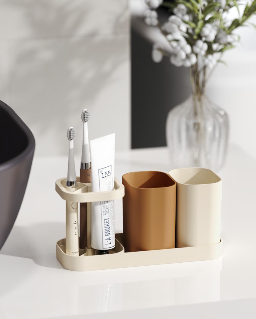 Stylish Plastic Toothbrush Holder | 4 x 3 x 9 inches